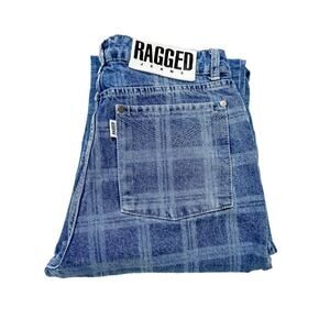 Ragged Plaid Patterned Denim Jeans RJSS21010010DN SIZE 28